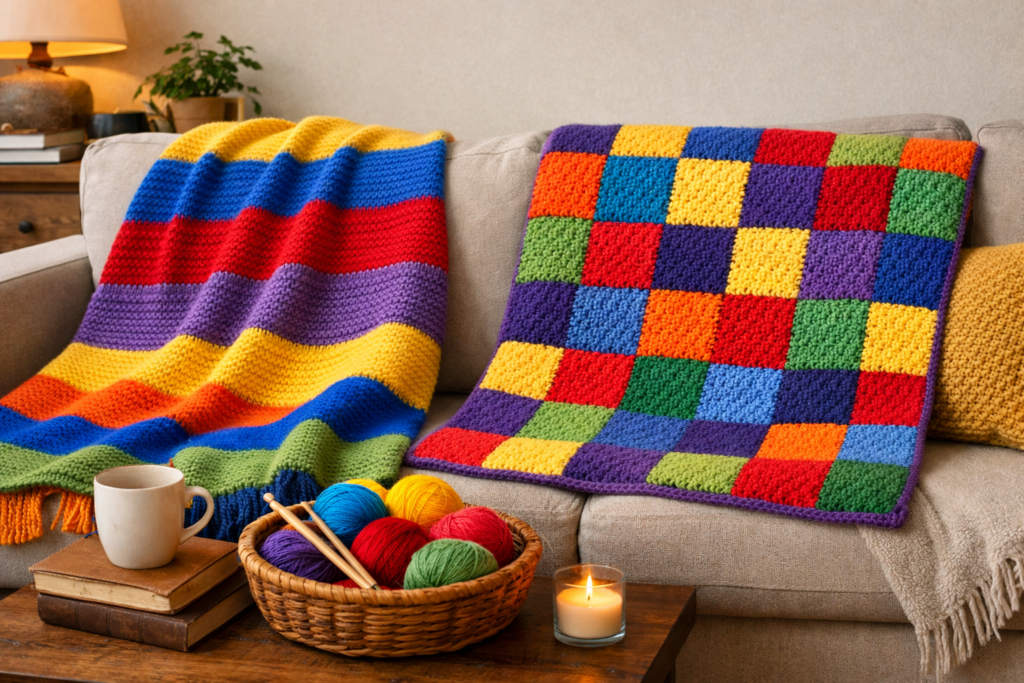colcha das emocoes trico croche autocuidado